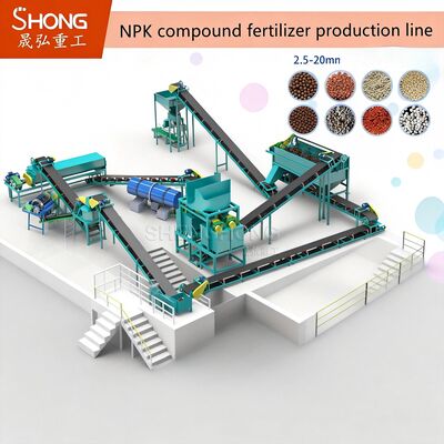 380V NPK Fertilizer Production Line with Oval Shape Granules and 10,000 to 300,000 Tons Annual Capacity